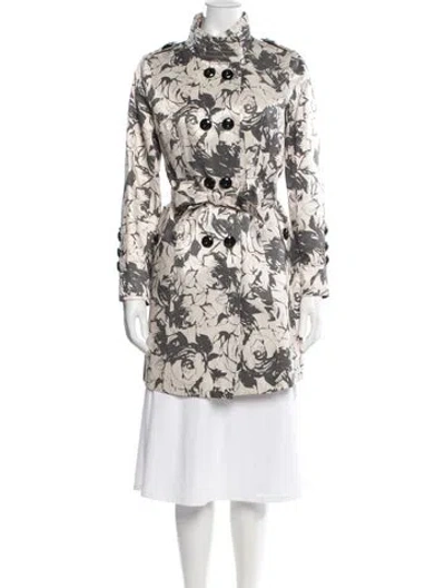 Pre-owned Max Mara Floral Print Trench Coat In Neutral