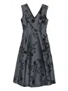 Max Mara Floral-print V-neck Mini Dress In Gray