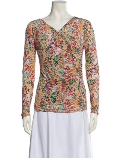 Pre-owned Max Mara Floral Print V-neck Top In Multi