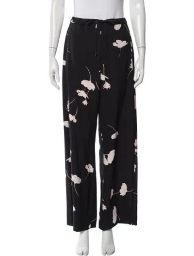 Pre-owned Max Mara Floral Print Wide Leg Pants In Black