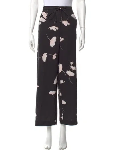 Pre-owned Max Mara Floral Print Wide Leg Pants In Gray
