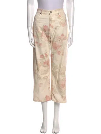 Pre-owned Max Mara Floral Print Wide Leg Pants In Neutral