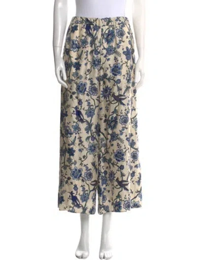 Pre-owned Max Mara Floral Print Wide Leg Pants In Neutral