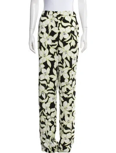 Pre-owned Max Mara Floral Print Wide Leg Pants W/ Tags In Black