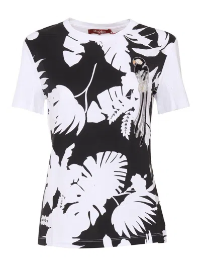 Max Mara Floral Printed Crewneck T-shirt In White