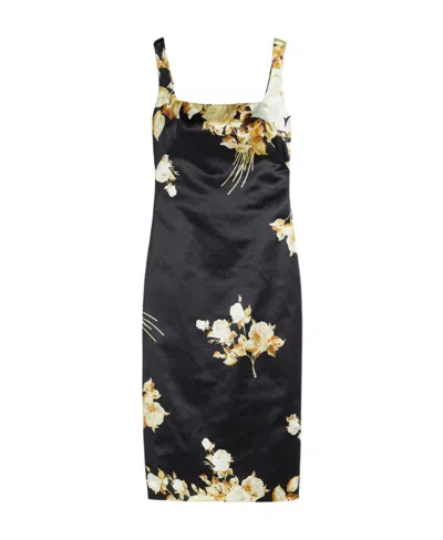 Max Mara Floral Printed Dress In Black