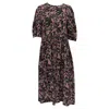 Max Mara 's  Floral Printed Midi Dress In Multicolor Silk In Black