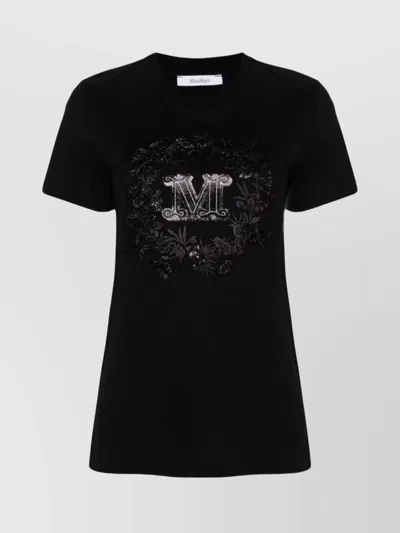 MAX MARA FLORAL SHORT SLEEVE ROUND NECK TOP