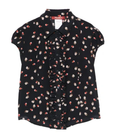 Max Mara Floral Short-sleeve Shirt In Black