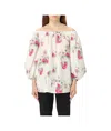 Max Mara Women's Zigrino Printed Blouse Top In White