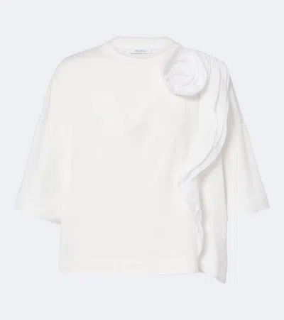 Max Mara Floral-appliqué Cotton Jersey T-shirt In White