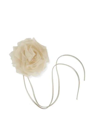 Max Mara Floral-applique Necktie In White
