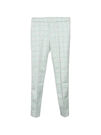 Pre-owned Max Mara Floral-jacquard Tapered Trousers In Neutral