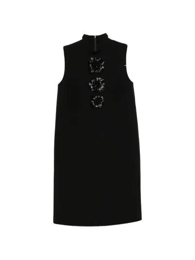 Max Mara Floral-motif Sleeveless Mini Dress In Black