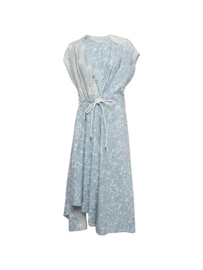 Pre-owned Max Mara Floral-print Asymmetrical Midi Dress In Blue