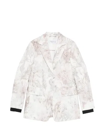 Max Mara Floral-print Blazer In White