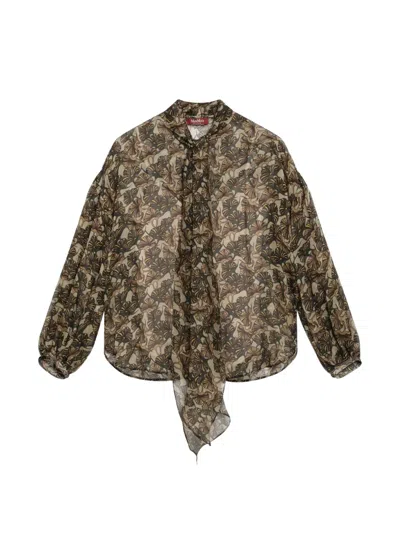 Max Mara Floral-print Blouse In Green