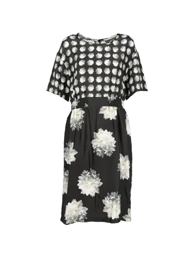 Pre-owned Max Mara Floral-print Elasticated-waist Maxi Dress In Black