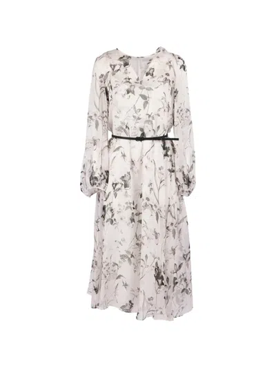 Max Mara Floral-print Midi Dress In White