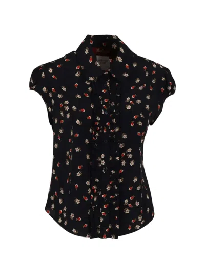 Max Mara Floral-print Ruffled Shirt In Animal Print