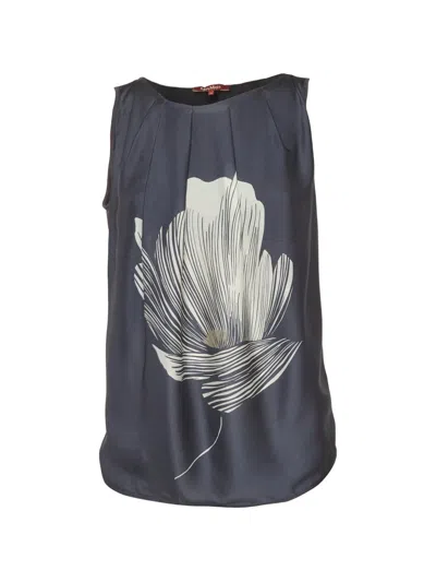 Pre-owned Max Mara Floral-print Sleeveless Top In Gray