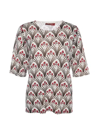 Pre-owned Max Mara Floral-print Top In Neutral