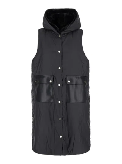 MAX MARA MAX MARA 'FLORIAN' BLACK SLEEVELESS DOWN JACKET WITH PATCH POCKETS IN TECH FABRIC WOMAN
