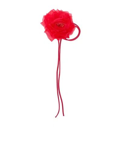 Max Mara Flower Brooch In Red