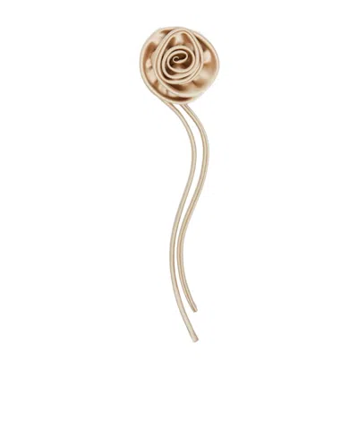 Max Mara Flower Brooch In Sand