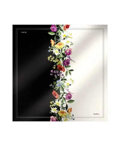 Max Mara Flower Printed Scarf In Black