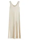 Max Mara Flowing Dress In Silk Satin In Neutral