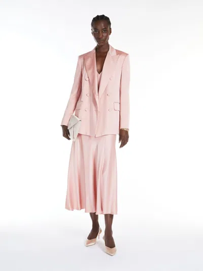 Max Mara Flowing Envers Satin Dress In Pink