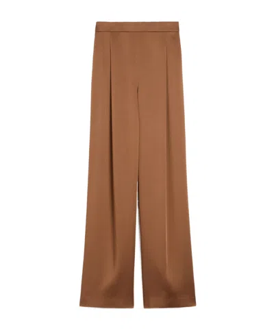 Max Mara Flowing Envers Satin Trousers In Brown
