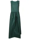Max Mara Flowing Maxi Dress With Gathered Waist In Green