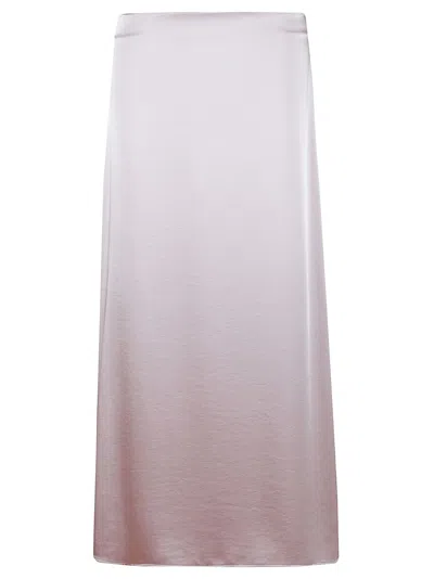 Max Mara Flowing Mid-calf Skirt With Side Slit In Pink