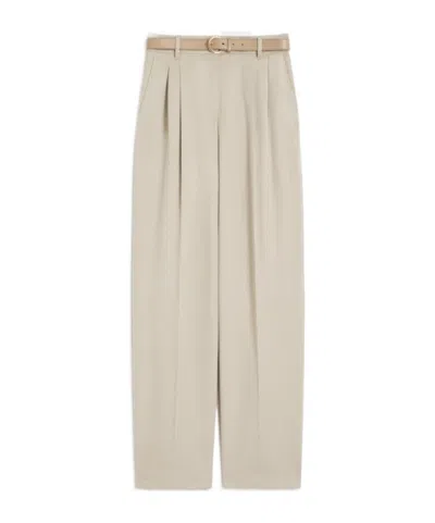 Max Mara Flowing Pure Wool Trousers In Neutral