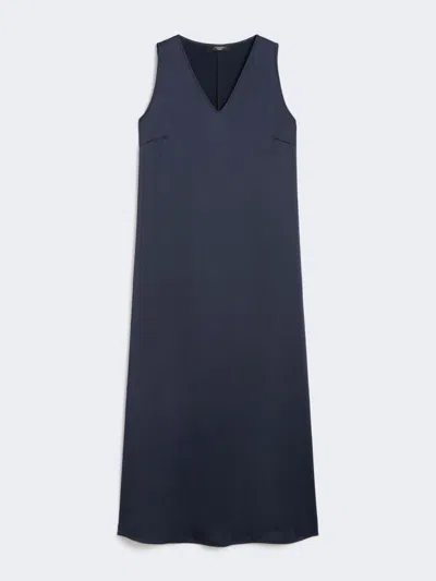 Max Mara Flowing Satin Dress In Blue