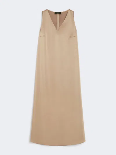 Max Mara Flowing Satin Dress In Brown