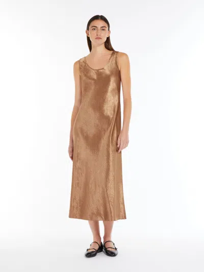Max Mara Flowing Satin Dress In Brown