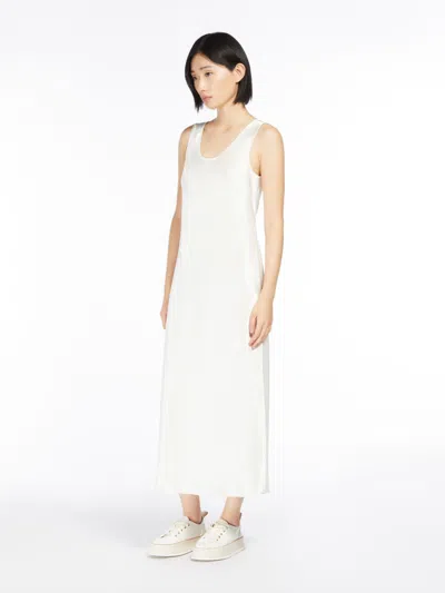 Max Mara Flowing Satin Dress In White