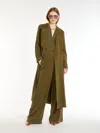 Max Mara Flowing Satin Trousers In Kaki