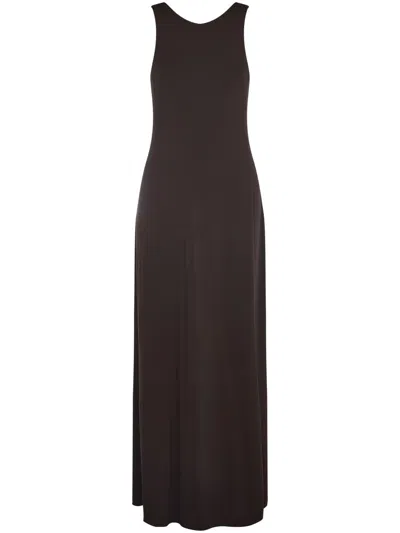 Max Mara Flowing Sleeveless Maxi Dress In Brown