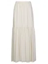 Max Mara Flowing Tiered Maxi Skirt With Elastic Waistband In Neutral