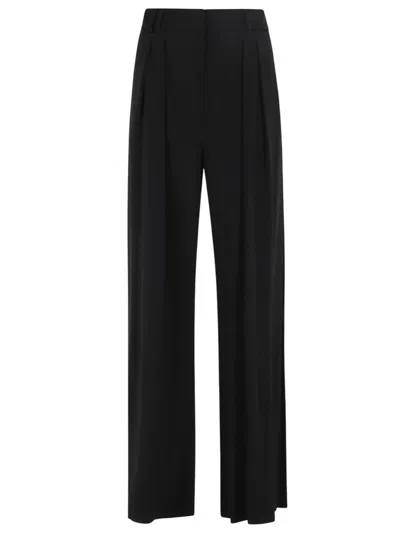 Max Mara Wide Leg Viscose Jersey Trousers In Black