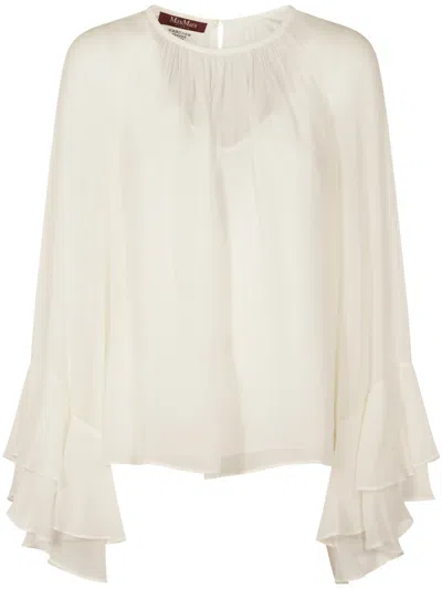 Max Mara Flowing White Cami Top In Neutral