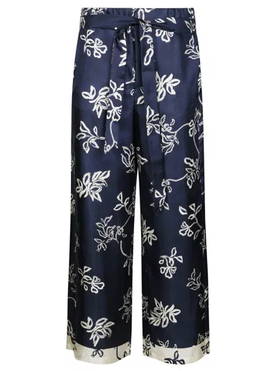 Max Mara Flowing Wide-leg Pants With Floral Pattern