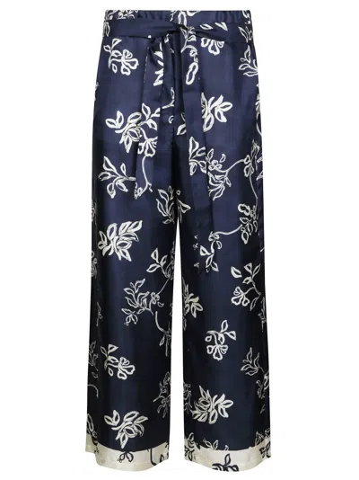 Max Mara Flowing Wide-leg Pants With Floral Pattern