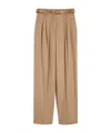 Max Mara Zac Belted Virgin Wool Wide Leg Trousers In Brown