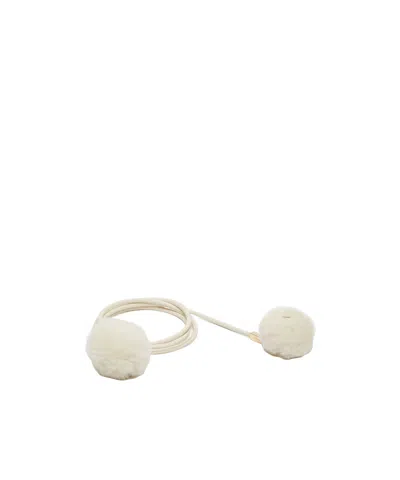 Max Mara Fluffy Ball Tubular Belt In White