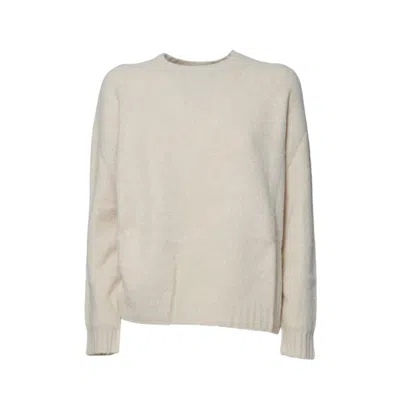 Max Mara Fluffy Knit Sweater With Classic Round Neckline In Neutral
